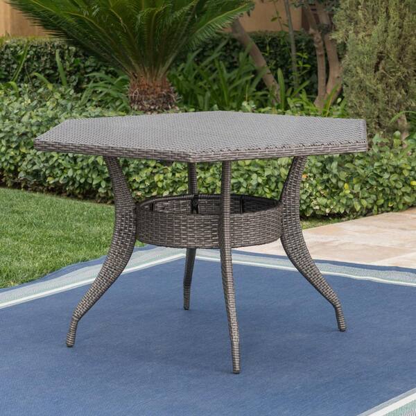 Noble House Gybson Grey Plastic Outdoor Dining Table
