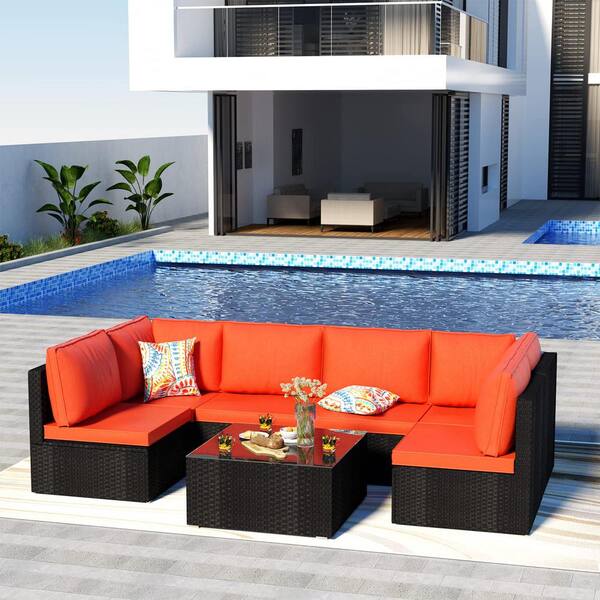 Orange patio store sectional