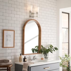 Rosalind 14.25 in. 2-Light Polished Nickel Traditional Bathroom Vanity Light with Satin Etched Cased Opal Glass Shades