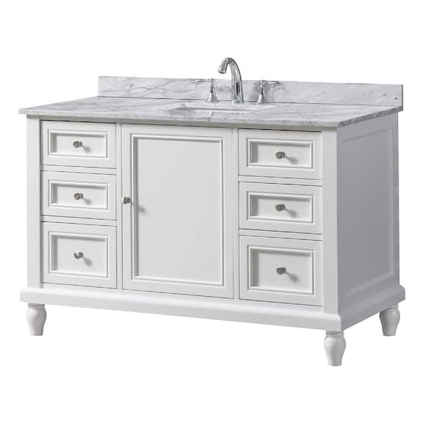 Direct vanity sink Classic 48 in. W x 23 in. D x 32.5 in. H Single Sink Bath Vanity in White with White Carrara Marble Top