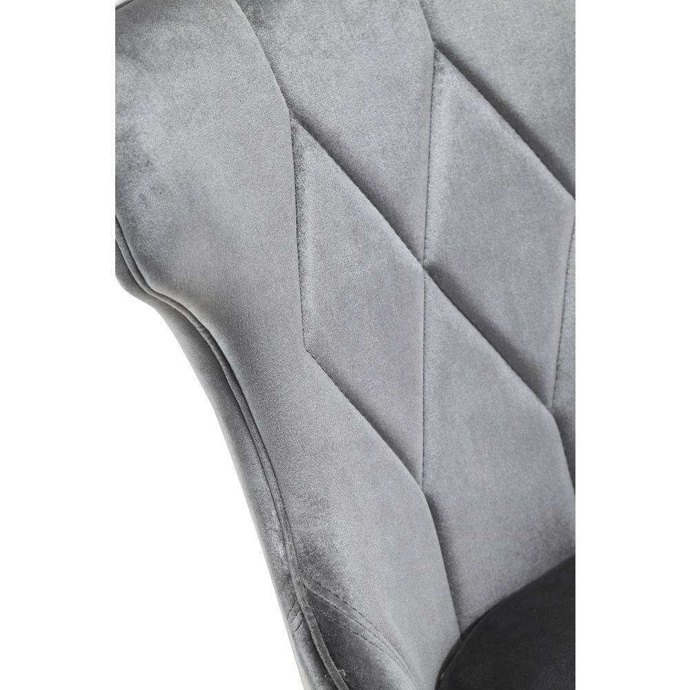 Luxurious Gray Velvet Wing-Back Side Chair with Walnut Wood Legs