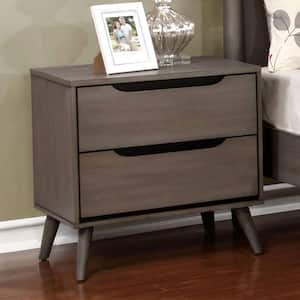 Lennart 2-Drawer Gray Nightstand 24 in. H x 23.625 in. W x 17 in. H