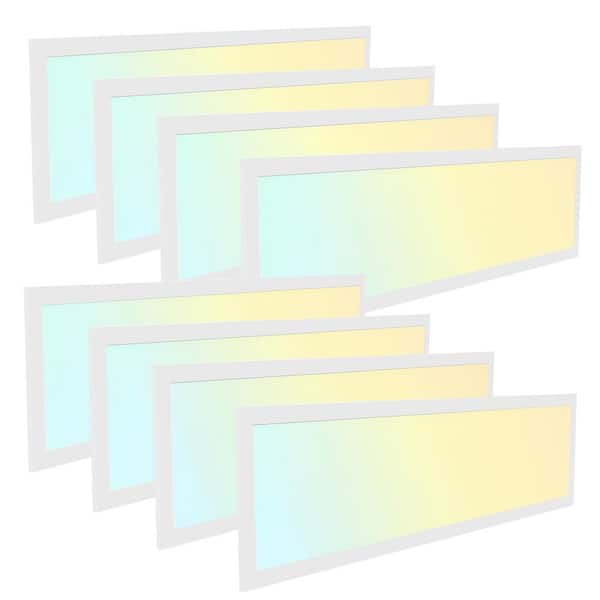 8-Pack 1 ft. x 4 ft. Dimmable White CCT and Wattage Selectable Integrated LED Back-Lit Panel Light