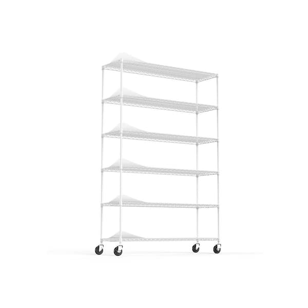 Tunearary 18 in. D x 48 in. W x 82 in. H 6-Tier Metal Garage Storage Shelving Unit in White