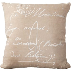 Assignat Cream Print 22 in. x 22 in. Down-Filled Throw Pillow