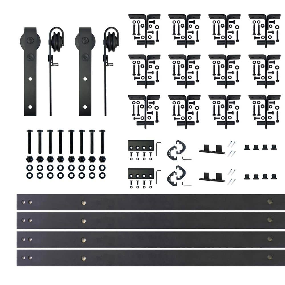 15 ft./180 in. Black Rustic Ceiling Mount Double Track Bypass Sliding Barn Door Track and Hardware Kit for Double Doors price history on PriceWatchPro
