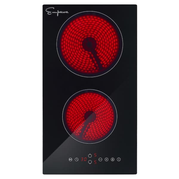 12 in. Built-In Smooth Surface Radiant Electric Cooktop in Black with 2 Elements