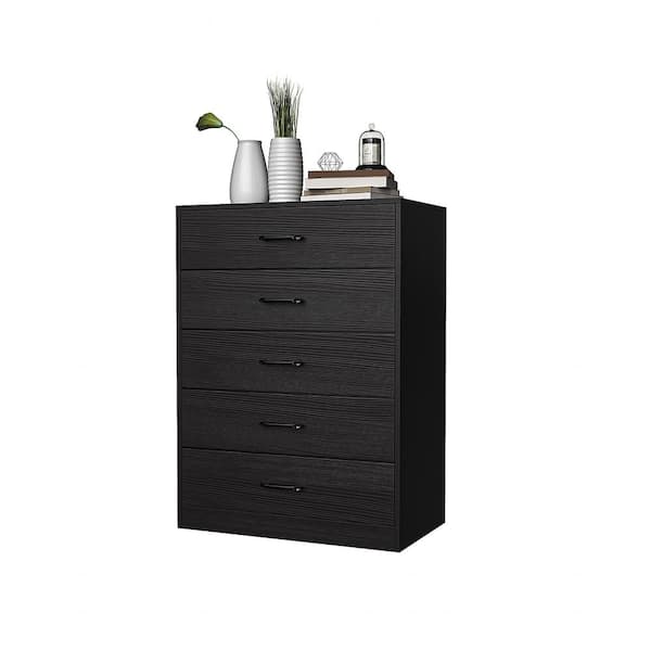 Black 5-Drawer 27.55 in. Wide Chest of Drawers