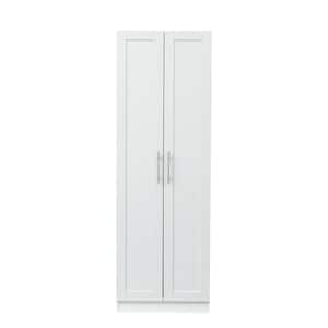 23.62 in. x 16.93 in. x 70.87 in. Wood White Armoires Wardrobe Kitchen Cabinet with 2-Doors and 4-Storage Spaces