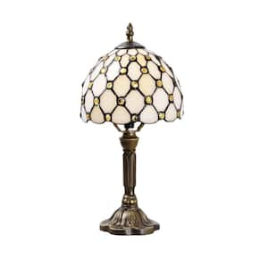 Decorative 14.6 in. Multi-Colored Tiffany-Style Table Lamp Bronze Finish Traditional Bedside Lamp