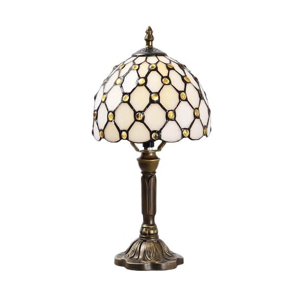 Latepis Decorative 14.6 in. Multi-Colored Tiffany-Style Table Lamp Bronze Finish Traditional Bedside Lamp