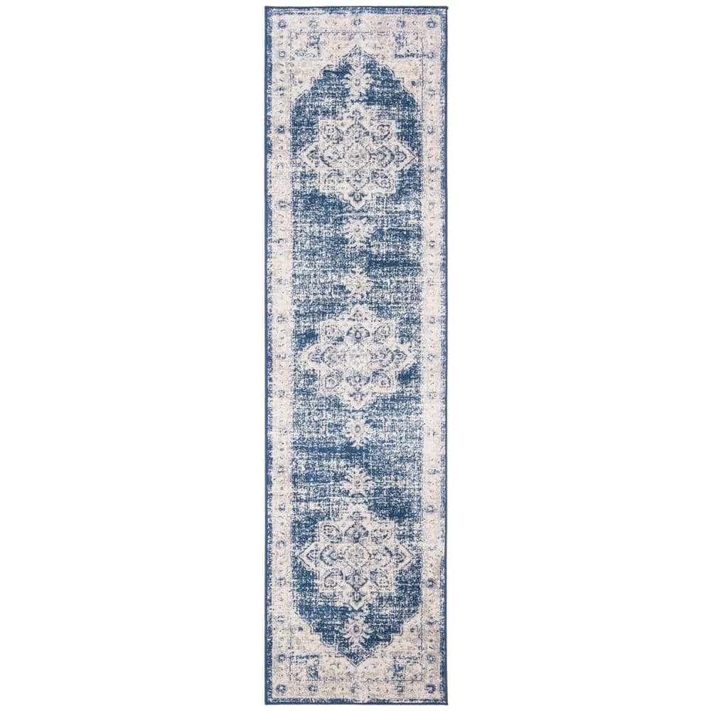 2 x 6 Runner Safavieh Brentwood Collection BNT865A Ivory and Navy
