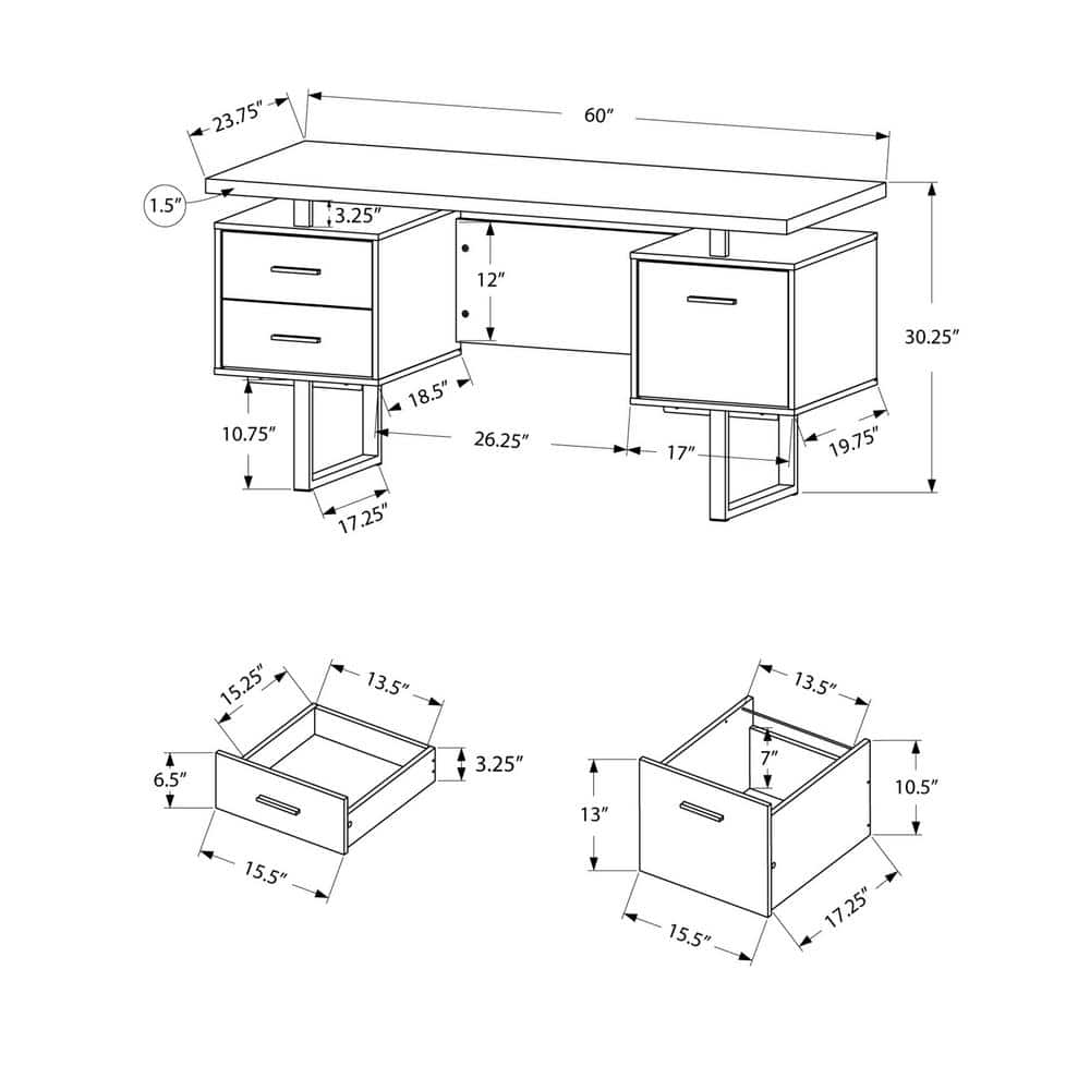 Modern White Home Office Desk with Sleek Metal Legs and Storage