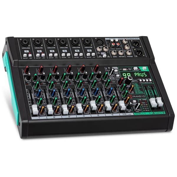 10-Channel Audio Mixer – DJ Controller & Studio Mixing Console with DSP Effects (Black)