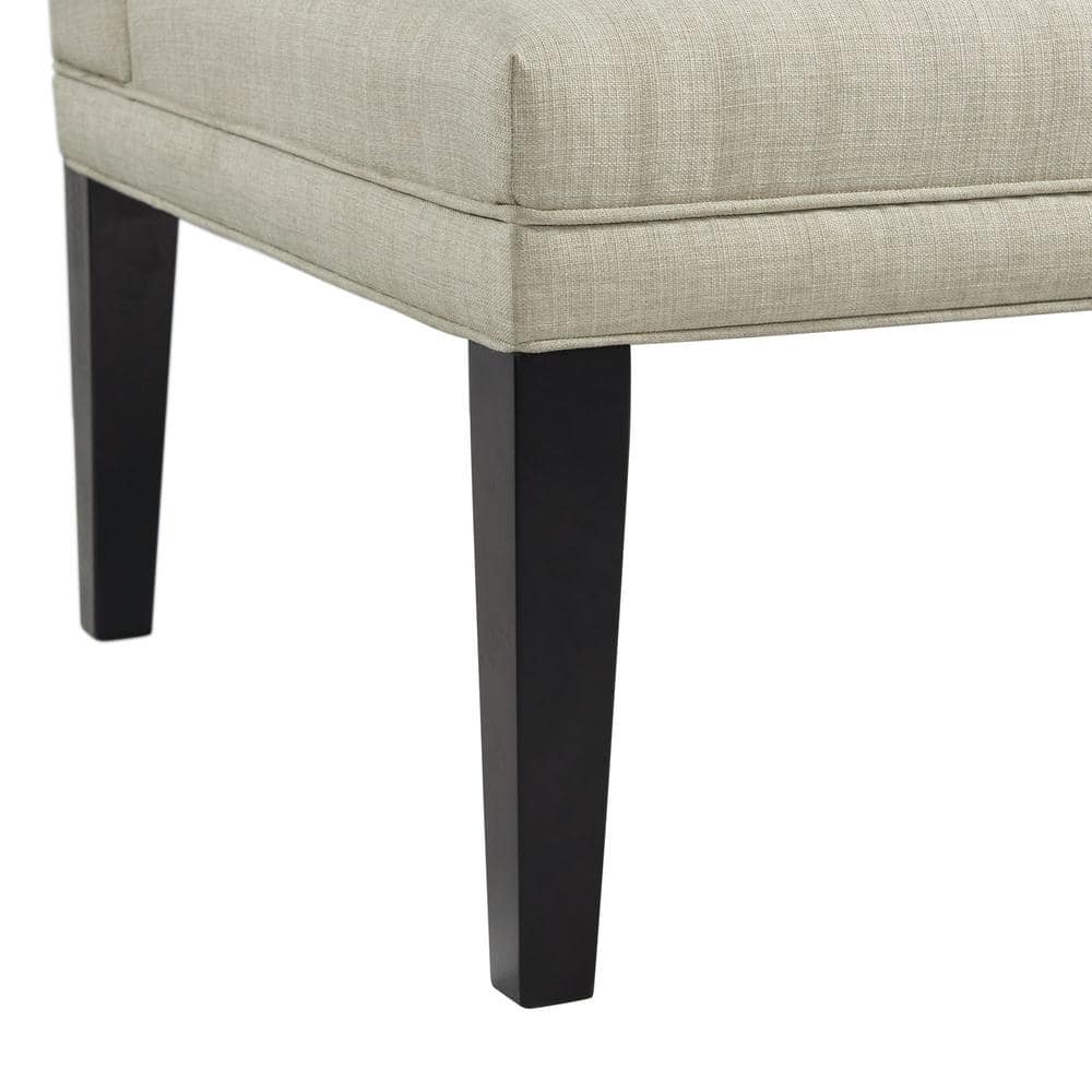 Transitional Tufted Linen and Wood Loveseat in Gray with Nailhead Detail