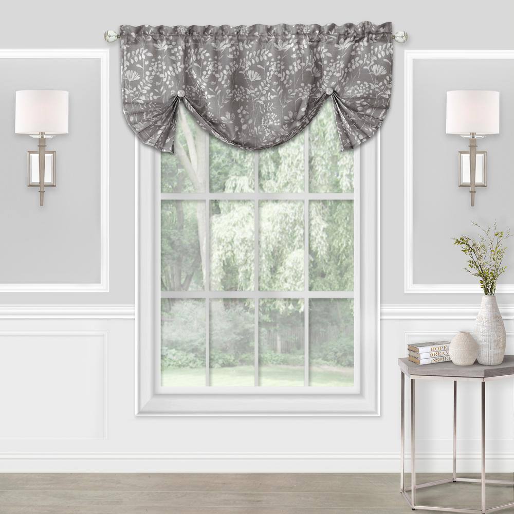 Gray Polyester Light Filtering Rod Pocket Valance