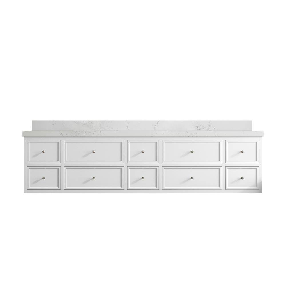 Roswell Floating 84 in. Double Sink Freestanding White Bath Vanity with Empira White Qt. Top Unassembled price history on PriceWatchPro