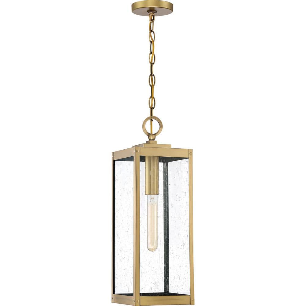 Quoizel Westover 1-Light Brass Outdoor Pendant Light WVR1907A - The Home  Depot
