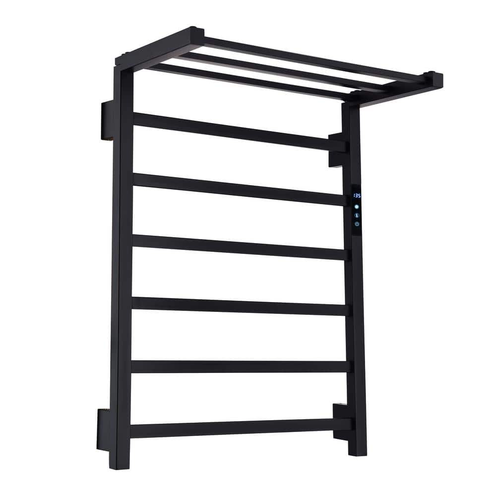 6-Bar Plug-In Hardwired Wall Mounted Adjustable Electric Towel Warmer Rack 
