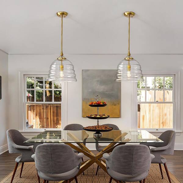 KAISITE 1-Light E26 40W Height Adjustable Hanging Gold Vintage