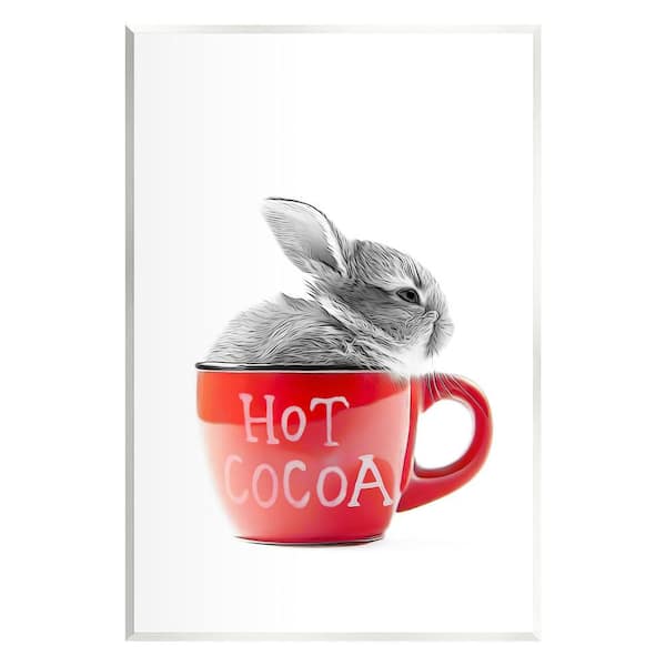 Stupell Industries Bunny in Red Mug by Annalisa Latella 1-Piece Unframed Graphic Print Animal Poster Art Print 19 in. x 13 in.