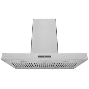30 in. Convertible Island Range Hood with Dual Controls, LED, Baffle Filter in Stainless Steel