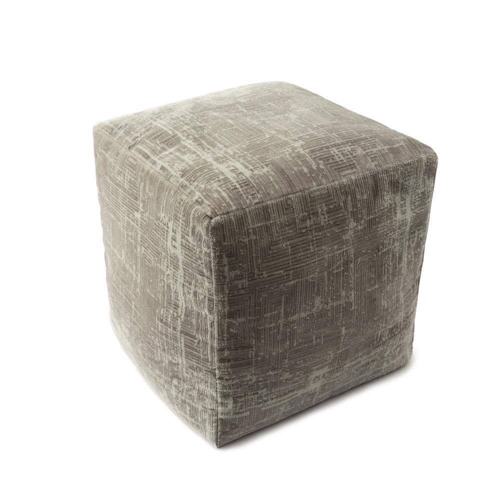 Kian Gray/Ivory Polyester Acrylic 18 in.  x 18 in.  Cube Transitional Distr