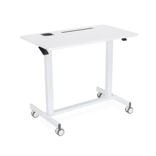 Nyhus Albin 38 in. White Rectangular Height Adjustable Sit- Standing Desk, Steel Base with MDF Top