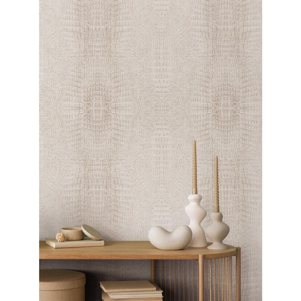 Beige Crocodile Embossed Peel and Stick Wallpaper Roll