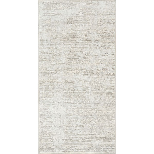 Dekor Beige 2 ft. x 4 ft. Abstract Contemporary Area Rug