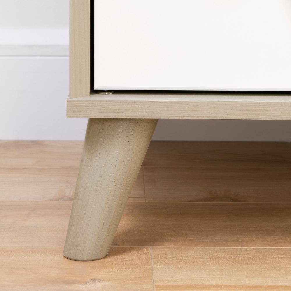 Soft Elm and Pure White 2-Drawer Scandinavian Nightstand