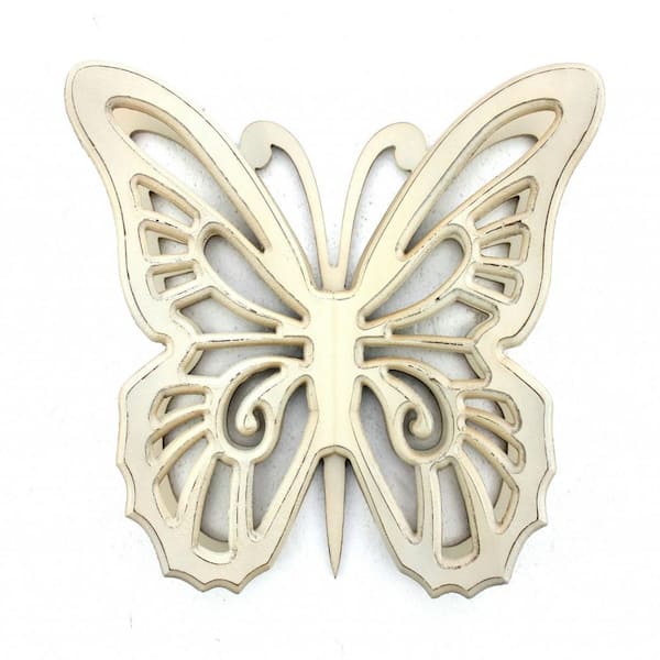 HomeRoots Mariana Light Yellow Rustic Butterfly Wooden Wall Decor