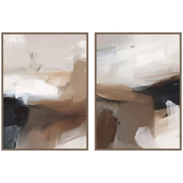 2-Piece Sylvie "Layered Ground No 1 and No Two 2-Piece" by Amy Lighthall Abstract Framed Art Print Set 38 in. x 28 in.