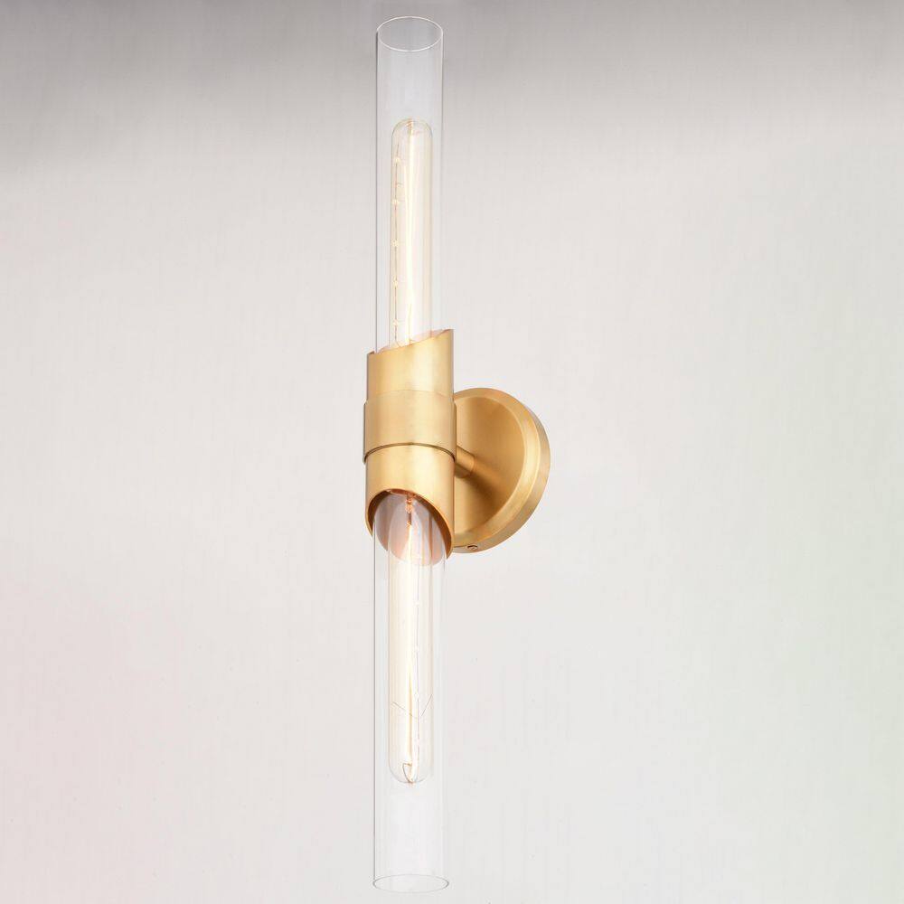 Webster Natural Brass Cylinder Dimmable Vanity Light