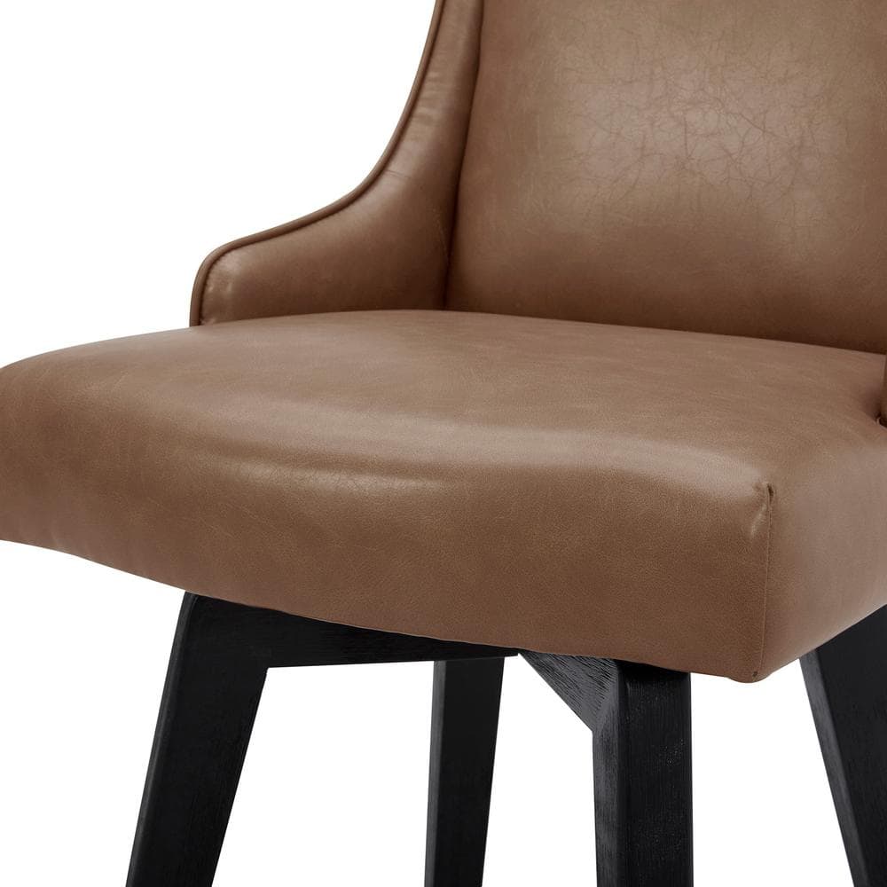 Cognac Brown 26'' Swivel Counter Stools with Nailhead Trim, Set of 2