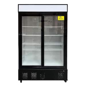 48 in. W 34 cu.ft Auto-defrost Upright Slide Glass Door Commercial Freezerless Refrigerator Merchandiser in Black