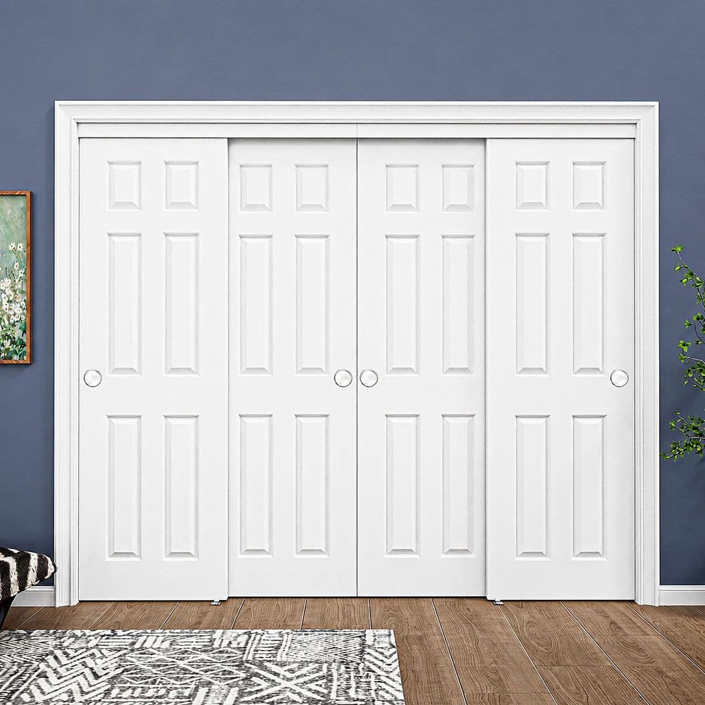 EH PUERTA 96 in. x 80 in. 6-Panel White Primed MDF Composite