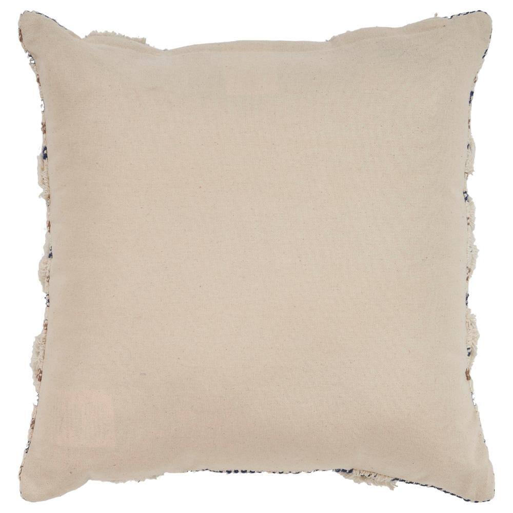 Ox Bay Textured Striped Blue and Beige Cotton Throw Pillow, 18" x 18"