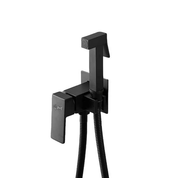 Wall Mount Handheld Bidet Faucet with Single-Handle and Mixer in Matte Black