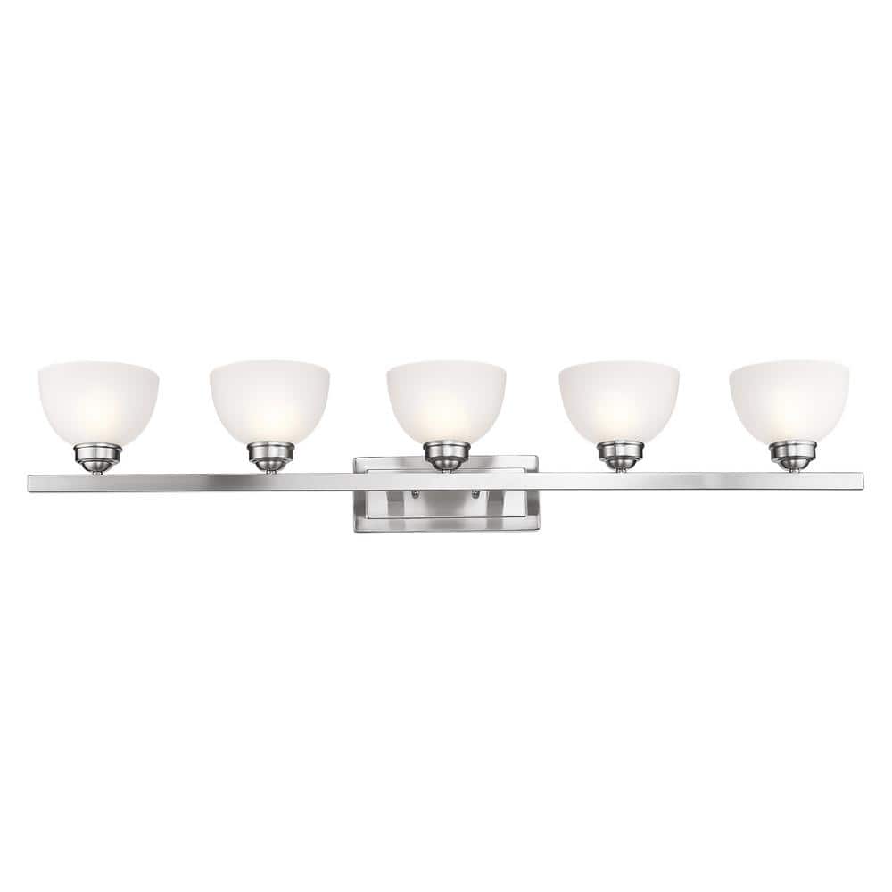 Somerset Brushed Nickel 5-Light Bath Vanity with Satin Glass