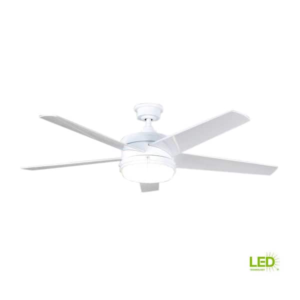Home Decorators Collection Portwood 60 in. Integrated LED Indoor/Outdoor White Ceiling Fan with Light Kit