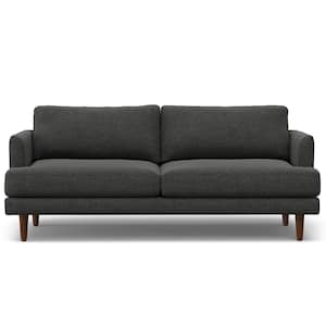 Livingston Mid-Century Modern 76 in. Wide Sofa in Charcoal Grey Woven-Blend Fabric