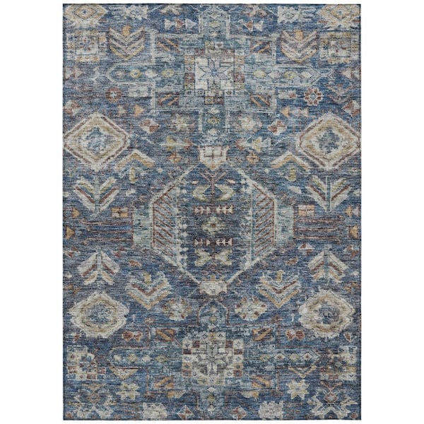 Chantille Machine Washable Indoor/Outdoor Abstract ACN2356 Navy 8 ft. x 10 ft. Area Rug