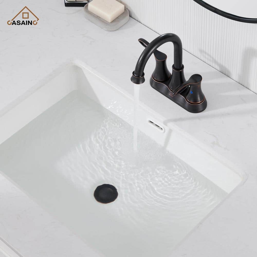 Oil Rubbed Bronze 4-Inch Double Handle Bathroom Faucet Kit
