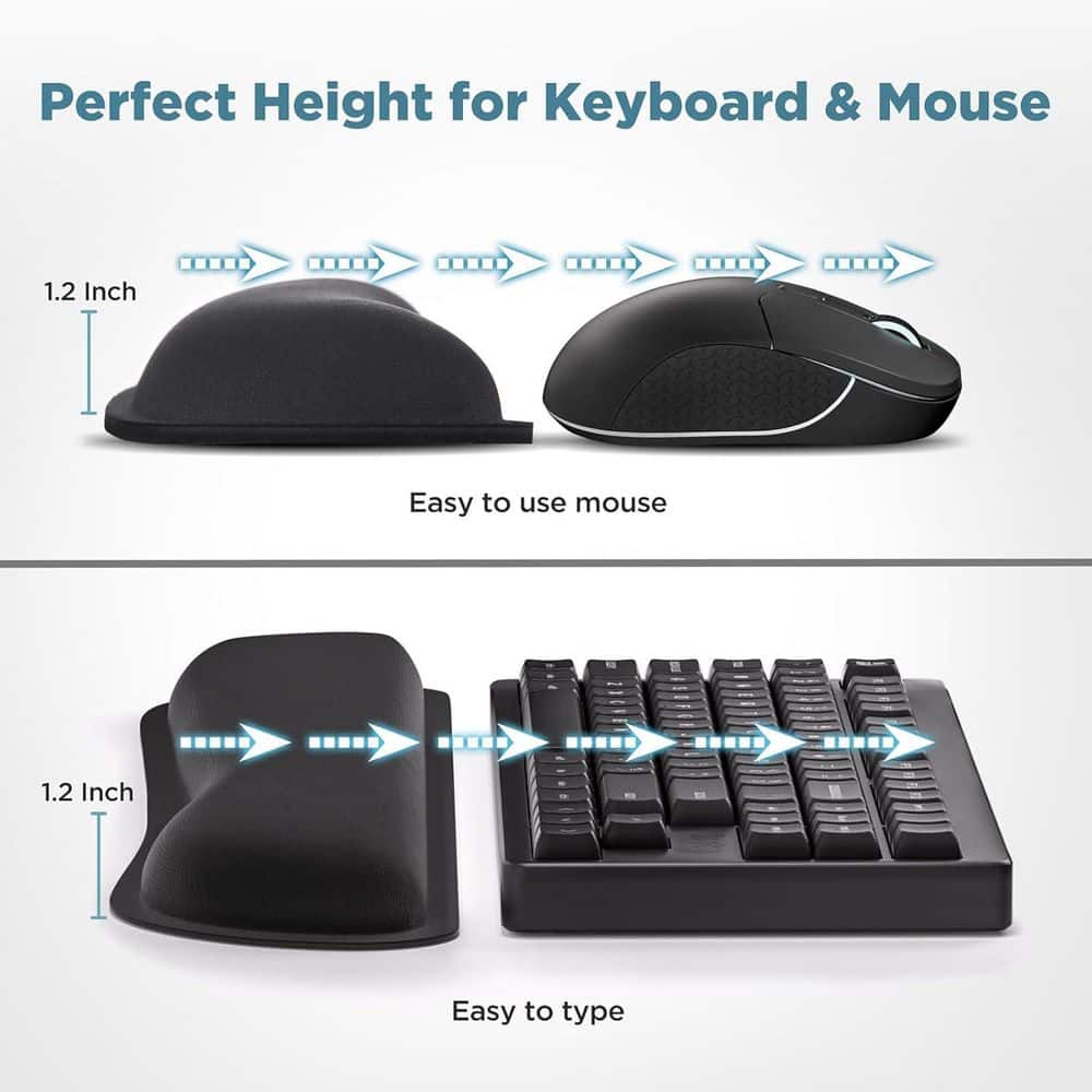 Upgrade Enlarge Silky Gel Memory Foam Wrist Rest for Keyboard and Mouse Black 3 Piece Ergonomic Pain Relief Support - Thumbnail 2