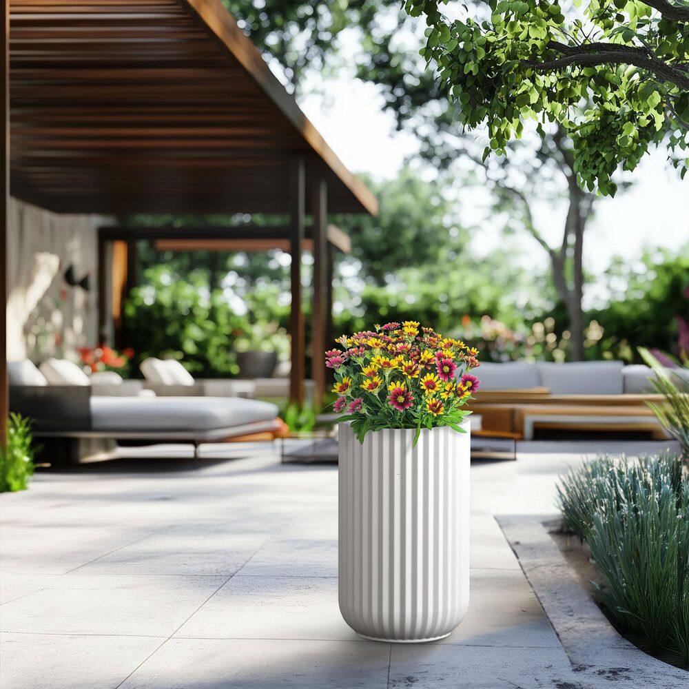 11.5 in. Small Crisp White (Enhanced Core) Concrete Round Planter / Pot with Drainage Holes price history on PriceWatchPro