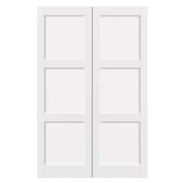 TENONER 48 in. x 80 in. 3 Panel, MDF, Composite, Solid Core, Pre-assembled Panel White Primed Interior Door Slab