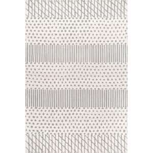 Maggie Hand Tufted Wool Polka Dot Stripe Ivory 5 ft. x 8 ft. Indoor Area Rug