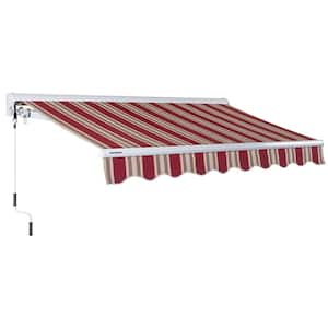 8 ft. Luxury Series Semi-Cassette Manual Retractable Patio Awning, Brick Red Beige Stripes (6 ft. Projection)