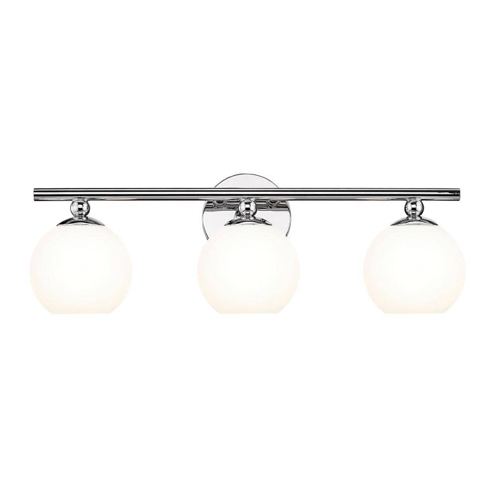Neoma 21.75 in. 3 Light Chrome Vanity Light with Opal Etched Glass Shade wi